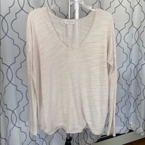 Velvet off white long sleeve t shirt v neck